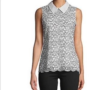 Karl Lagerfeld Floral-Print Scalloped Hem Top!